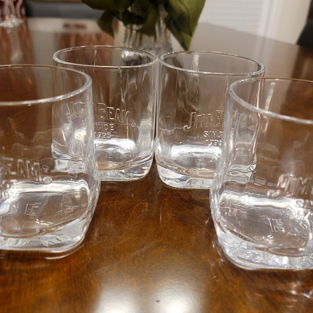 Four Jim Beam whisky glasses